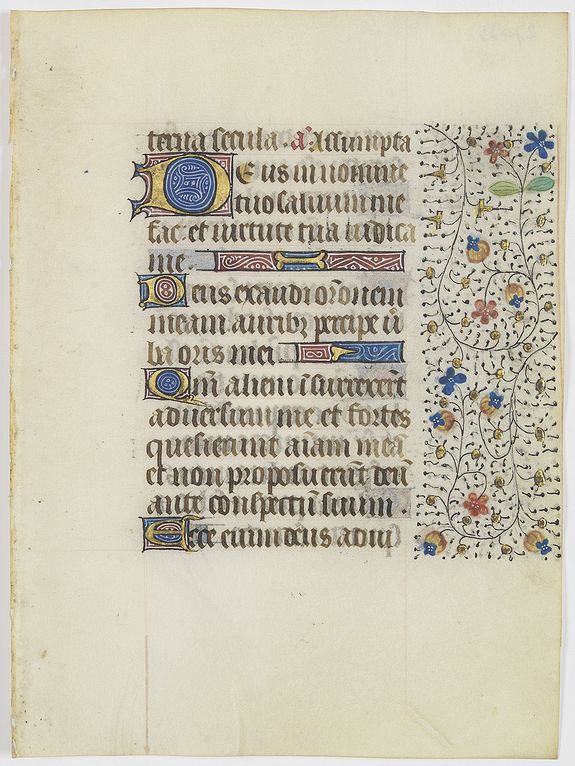 FRANCISCAN BOOK OF HOURS, Leaf on vellum from a manuscript Book of Hours, use of Rome., antique map, old maps
