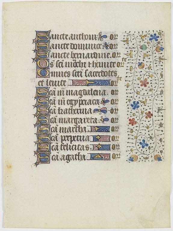 FRANCISCAN BOOK OF HOURS, Leaf on vellum from a manuscript Book of Hours, use of Rome., antique map, old maps
