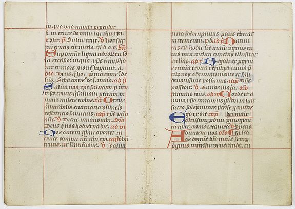 BREVIER, A double leaf from a breviary., antique map, old maps