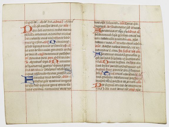 BREVIER, A double leaf from a breviary., antique map, old maps