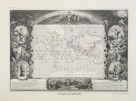LEVASSEUR, V., Planisphère. N°93., antique map, old maps