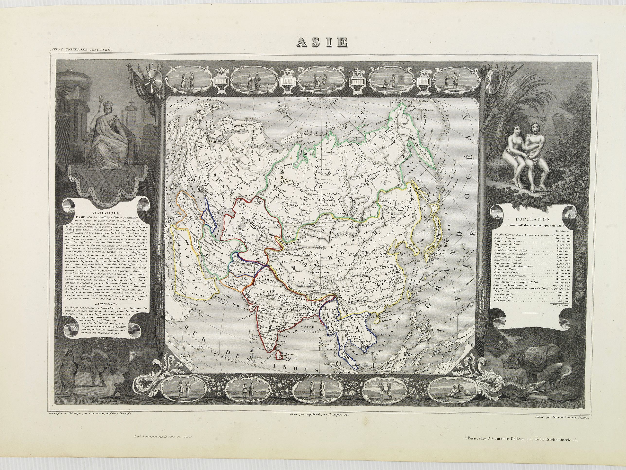 LEVASSEUR, V., Asie., antique map, old maps
