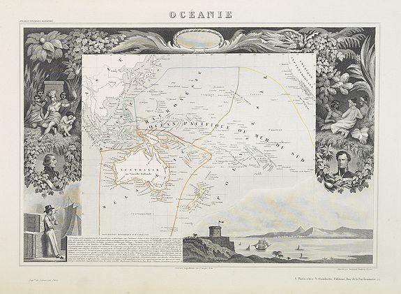LEVASSEUR, V., Océanie., antique map, old maps