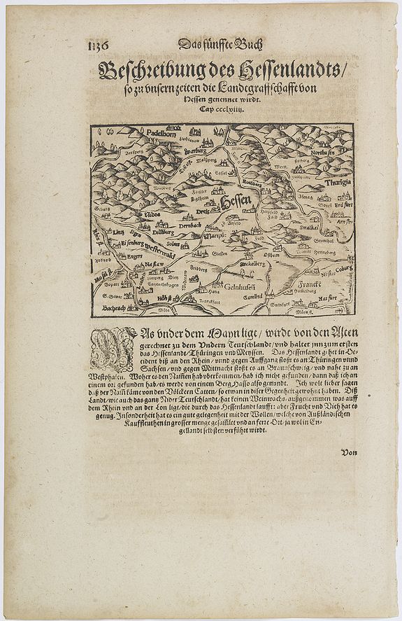 M�NSTER, S.,  Hessen., antique map, old maps