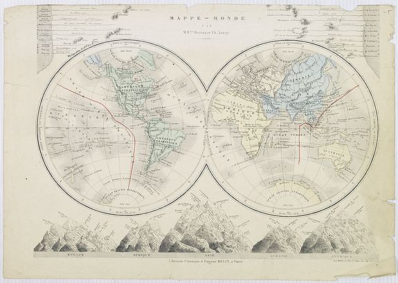 BELIN, E., Mappe-Monde par M.Mrs. Drioux et Ch.Leroy., antique map, old maps