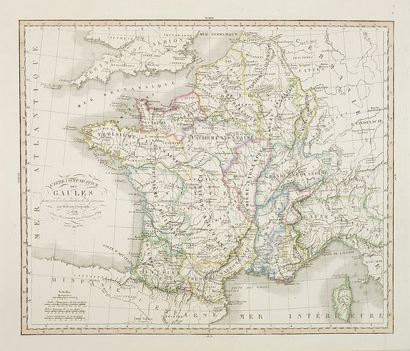 HERISSON,  Carte Comparative des Gaules . . . [France ], antique map, old maps