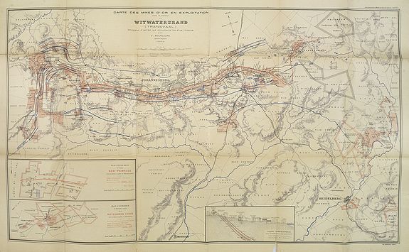 BIANCONI, F., Carte des Mines d'Or en exploitation dans le district de Witwatersrand (Transvaal) . . ., antique map, old maps
