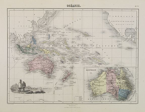 MIGEON, J., Océanie., antique map, old maps