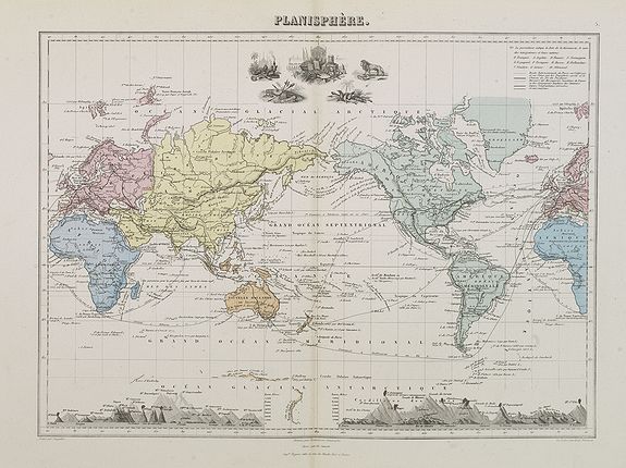 MIGEON, J., Planisphère., antique map, old maps
