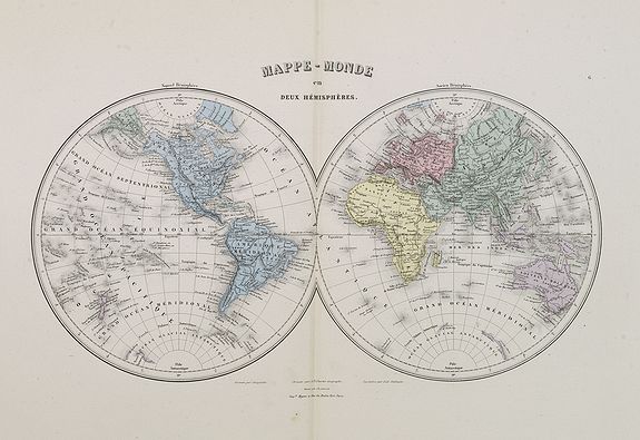 MIGEON, J., Mappe-Monde en deux hémisphères., antique map, old maps