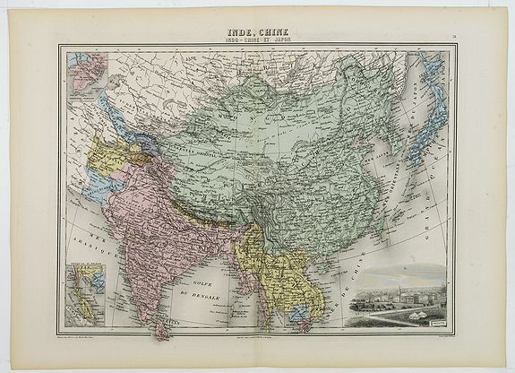MIGEON, J., Inde, Chine, Indo-Chine et Japon., antique map, old maps