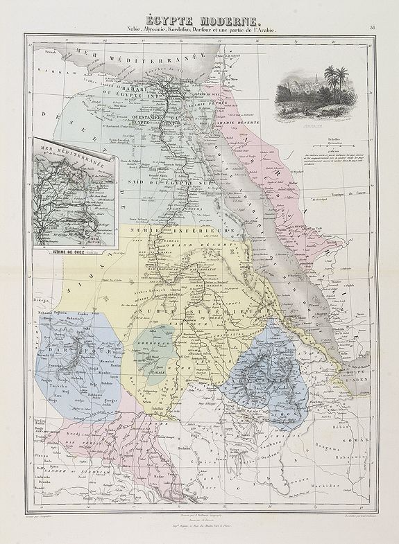 MIGEON, J., Egypte Moderne. Nubie, Abyssinie, Kordofan, Darfour, et une partie de l'Arabie., antique map, old maps
