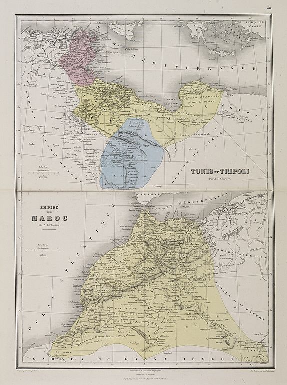 MIGEON, J., Empire de Maroc. / Tunis et Tripoli., antique map, old maps