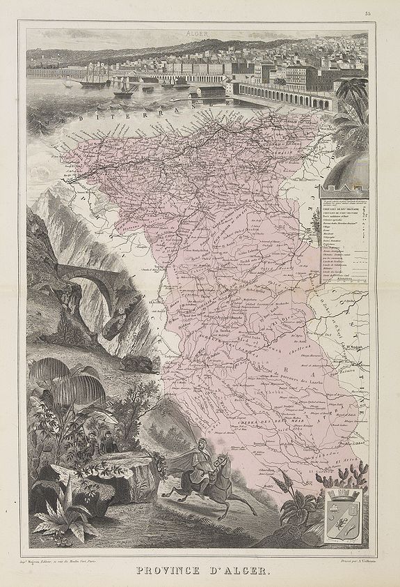 MIGEON, J., Province d'Alger., antique map, old maps