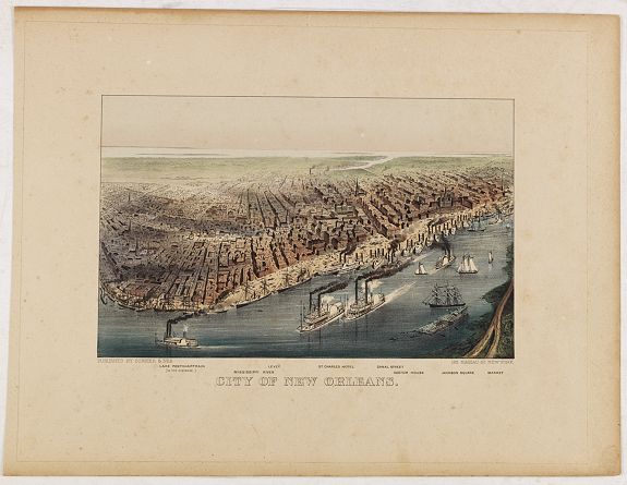 CURRIER & IVES., City of New Orleans., antique map, old maps