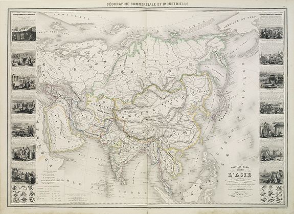 VUILLEMIN, A., Nouvelle Carte Illustrée de l'Asie . . ., antique map, old maps