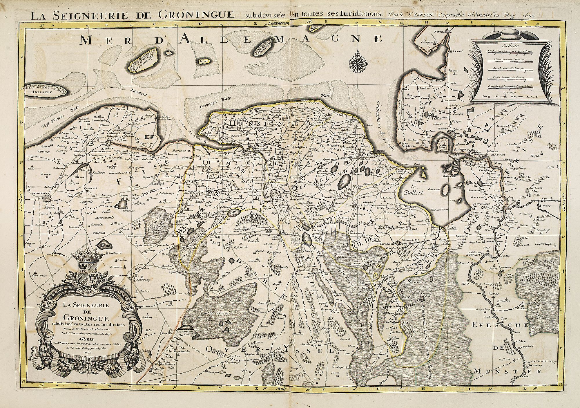 JAILLOT, H. / MORTIER, P.,  La Seigneurie de Groningue . . ., antique map, old maps