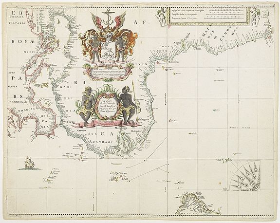 SELLER, J., A chart of the Seacoasts from the landsend of England to Cape Bonna Esperanca., antique map, old maps