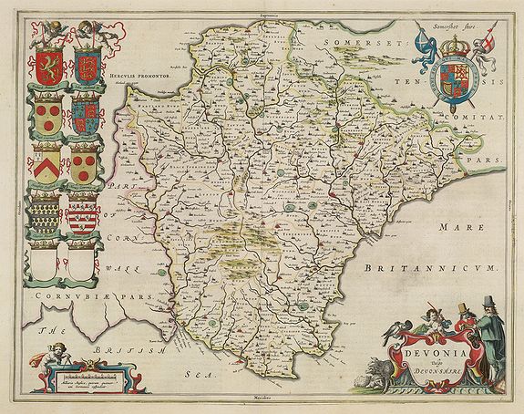 BLAEU, J., Devonia vulgo Devon-shire., antique map, old maps