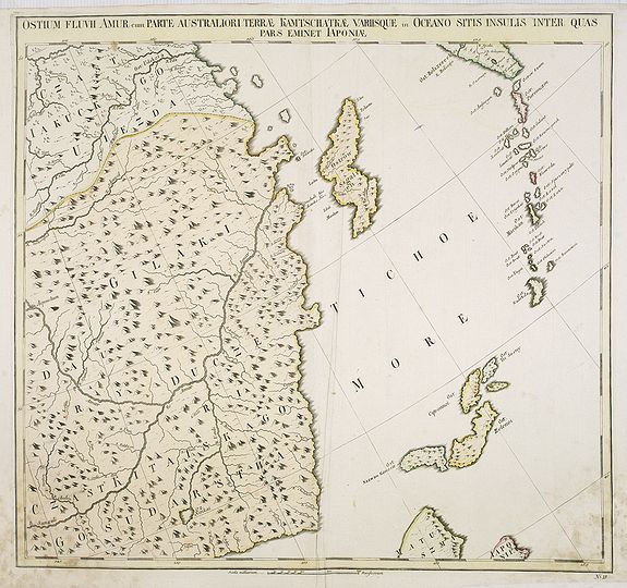 IMPERIAL ACADEMY OF SCIENCES, Ostium Fluvii Amur cum parte australiori terrae Kamtschatkae variisque in Oceano sitis Insulis inter quas pars eminet Japoniae. No.19, antique map, old maps