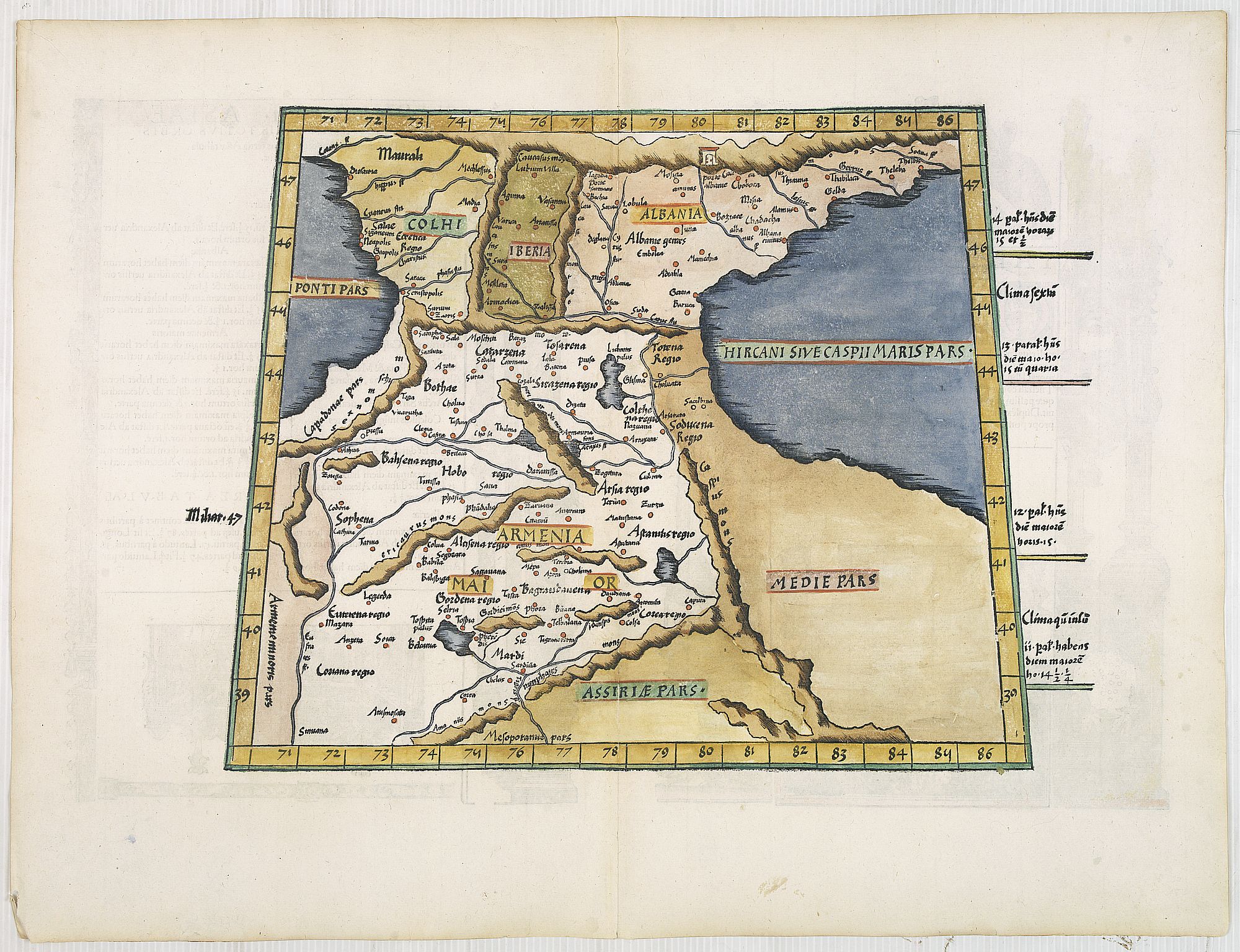 PTOLEMY, C.,  Tabula III Asiae. [Caucass and Armenia.], antique map, old maps