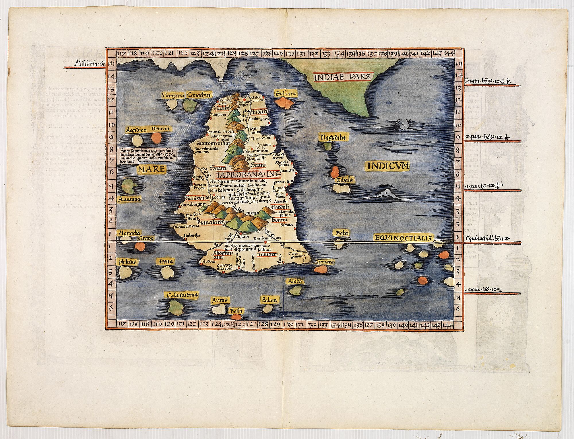 PTOLEMY, C.,  Taprobana Ins. Tabula XII Asiae. [Sri Lanka.], antique map, old maps