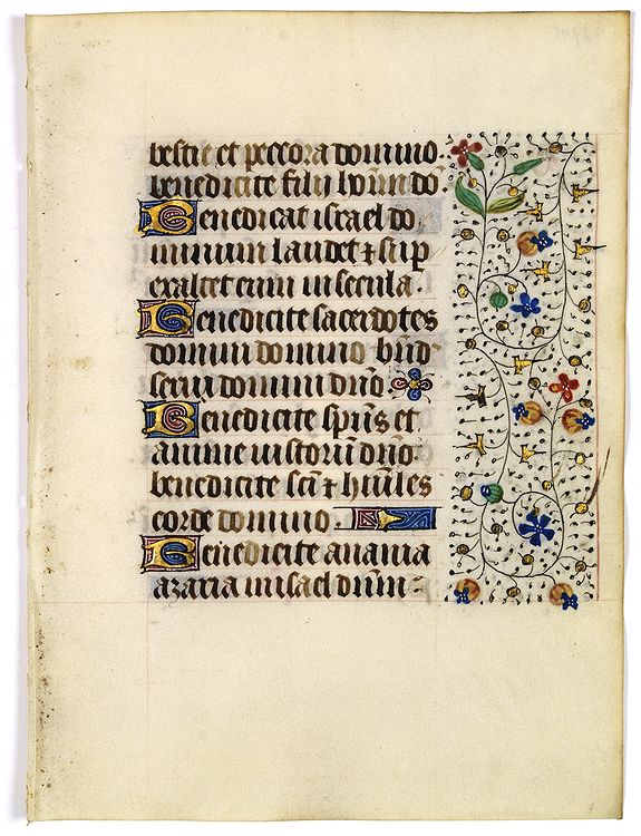 FRANCISCAN BOOK OF HOURS, Leaf on vellum from a manuscript Book of Hours, use of Rome., antique map, old maps