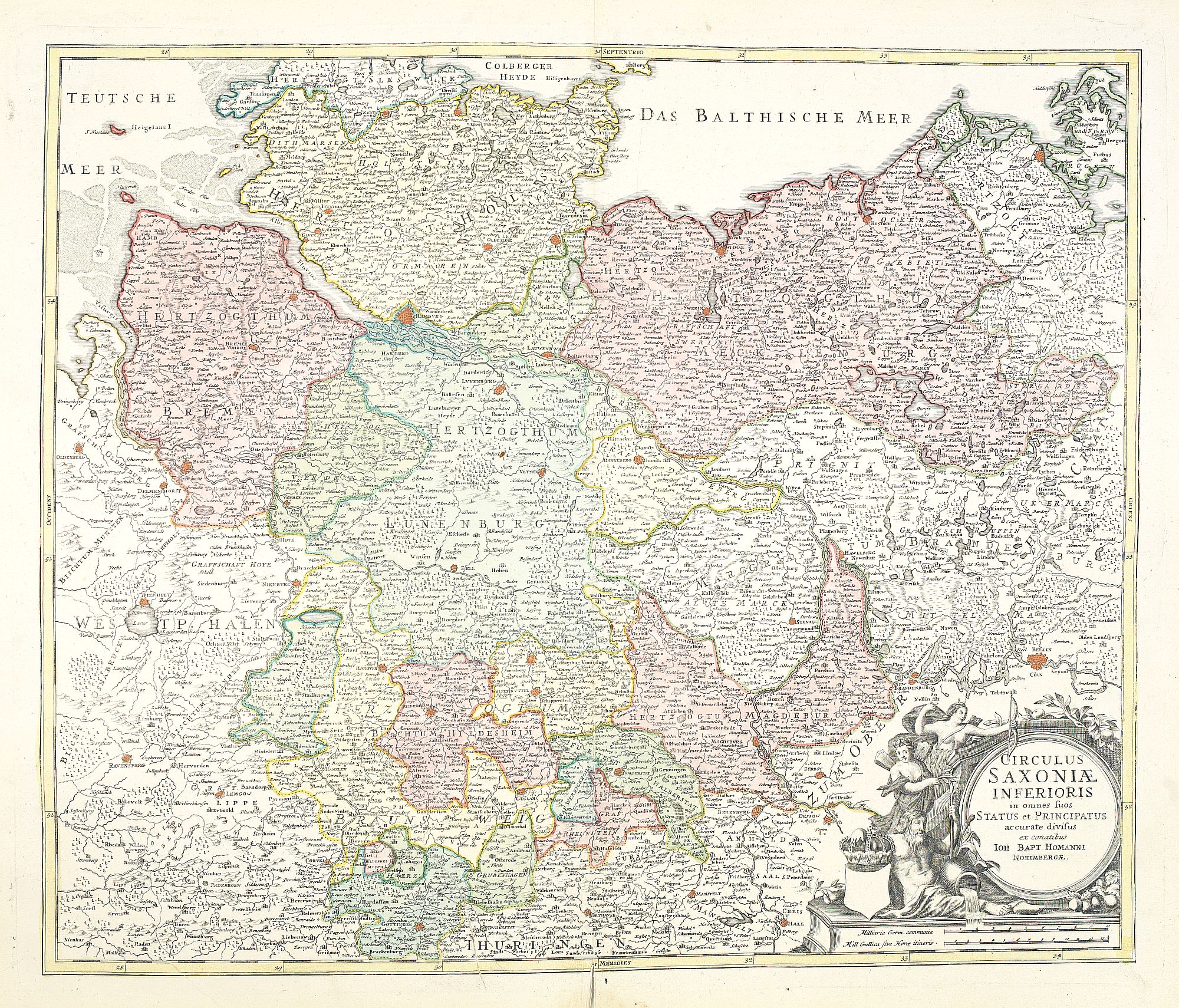 HOMANN, J.B.,  Circulus Saxoniae inferioris., antique map, old maps