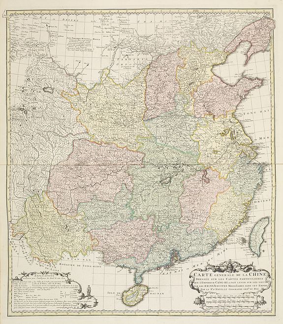 ANVILLE, J.B.D',  Carte g�n�rale de la Chine Dress�e sur les Cartes particuli�res que l'Empereur Cang-hi a fait lever sur les lieux par les RR. PP. J�suites missionaires dans cet empire / Par le Sr d'Anville., antique map, old maps