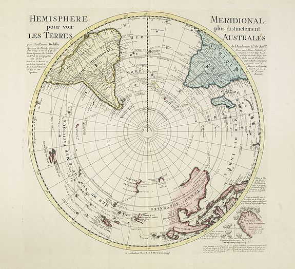 de L'ISLE, G. / OTTENS, R. / I., Hemisphere meridional pour voir plus distinctement les terres australes. . ., antique map, old maps