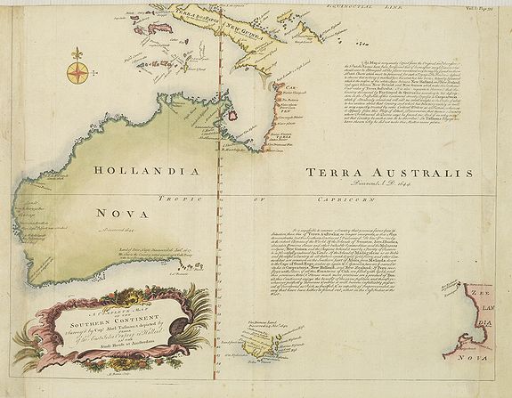 BOWEN, E., A Complete Map of the Southern Continent Survey'd by Capt. Abel Tasman & depicted by Order of the East Indian Cmpany in Holland In The Stadt House at Amsterdam., antique map, old maps