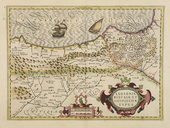 HONDIUS, J.,  Legionis, Biscaiae et Guipiscoae Typus., antique map, old maps