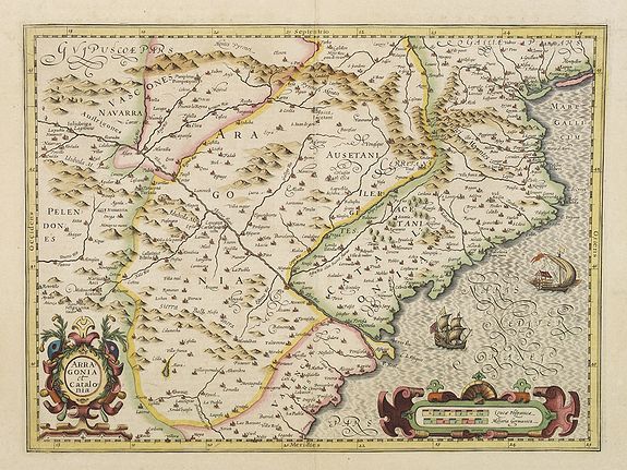 HONDIUS, J.,  Arragonia et Catalonia, antique map, old maps
