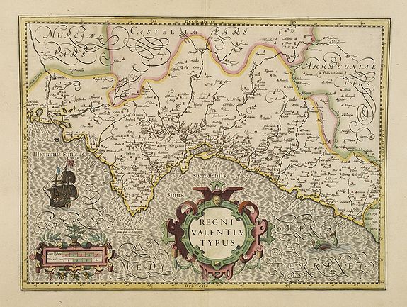 HONDIUS, J.,  Regni Valentiae Typus., antique map, old maps