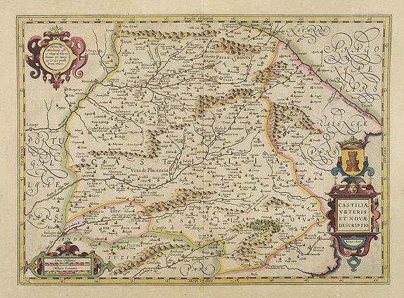 HONDIUS, J.,  Castillae veteris et novae descrition., antique map, old maps