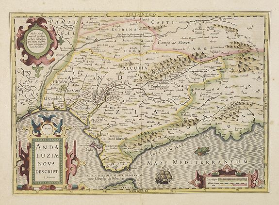 HONDIUS, J.,  Andaluziae nova descript., antique map, old maps