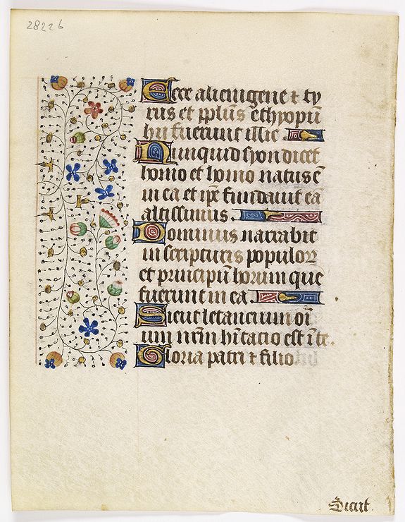 FRANCISCAN BOOK OF HOURS, Leaf on vellum from a manuscript Book of Hours, use of Rome., antique map, old maps