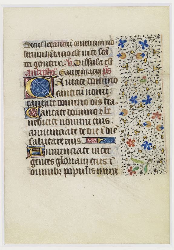 FRANCISCAN BOOK OF HOURS, Leaf on vellum from a manuscript Book of Hours, use of Rome., antique map, old maps