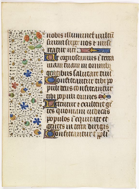 FRANCISCAN BOOK OF HOURS, Leaf on vellum from a manuscript Book of Hours, use of Rome., antique map, old maps