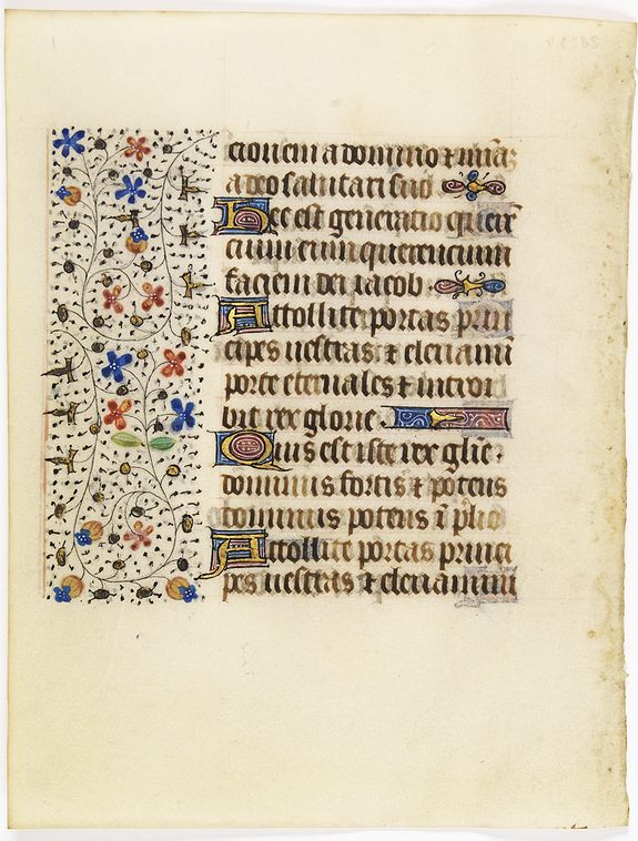 FRANCISCAN BOOK OF HOURS, Leaf on vellum from a manuscript Book of Hours, use of Rome., antique map, old maps
