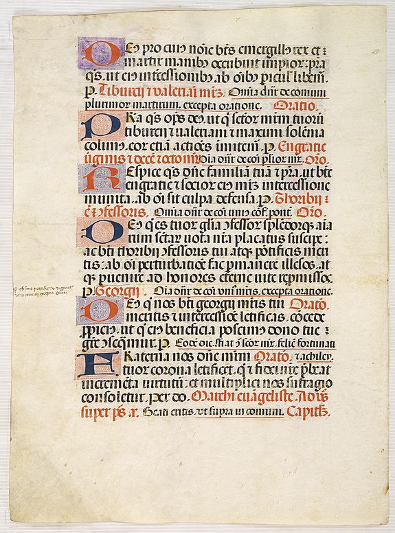 ANTIPHONARIUM., Leaf on vellum from a antiphonary., antique map, old maps