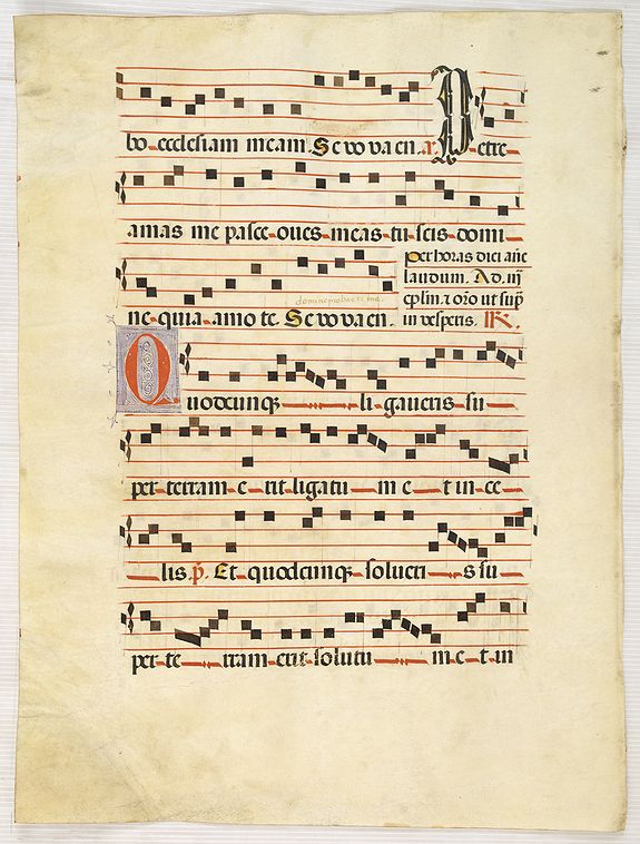 ANTIPHONARIUM., Leaf on vellum from a antiphonary., antique map, old maps