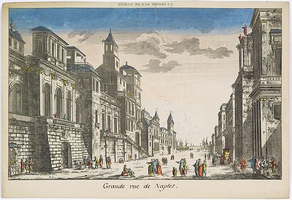 CHEREAU, J.,  Grande rue de Naples., antique map, old maps
