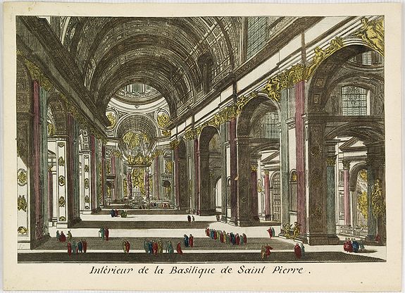 CHEREAU, J.,  Int�rieur de la Basilique de Saint Pierre., antique map, old maps