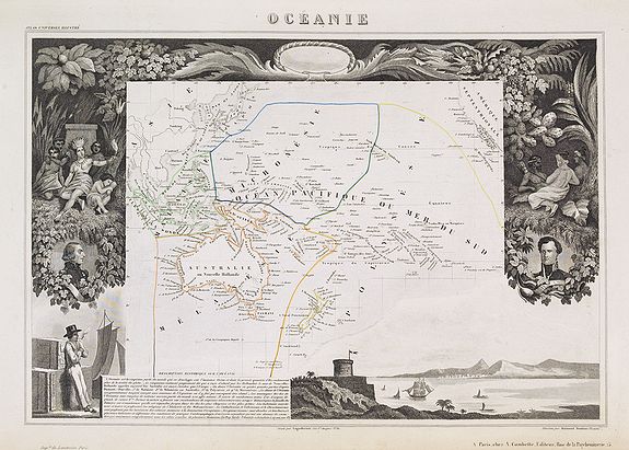 LEVASSEUR, V., Océanie., antique map, old maps