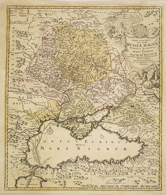 HOMANN, J.B.,  Tabula geographica Russiae Magnae pontus euxinus seu mare nigrum et tauriae regnum. . ., antique map, old maps
