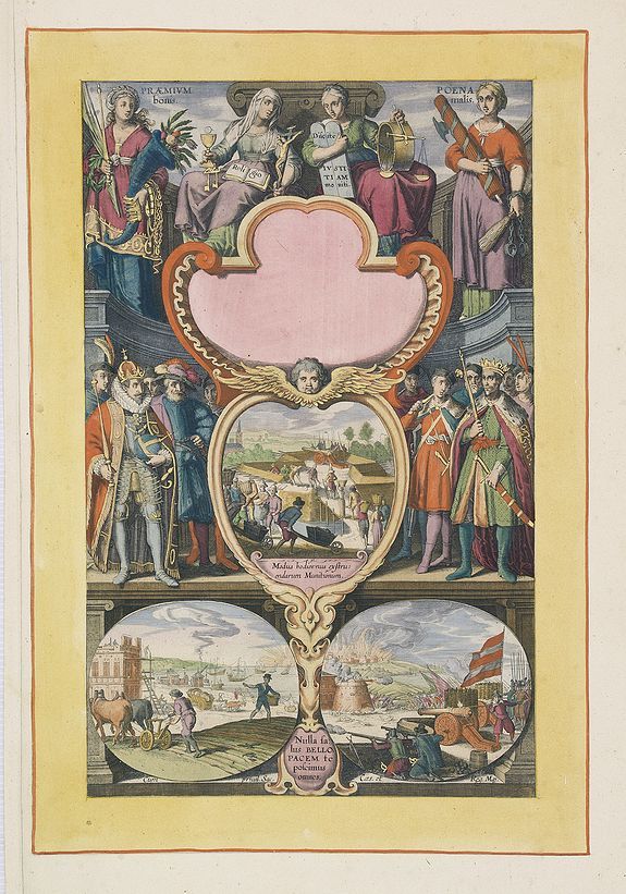 BEEK, A. / BRAUN & HOGENBERG, Frontispiece of the sixth part of the Civitates, coloured by Anna Beek., antique map, old maps
