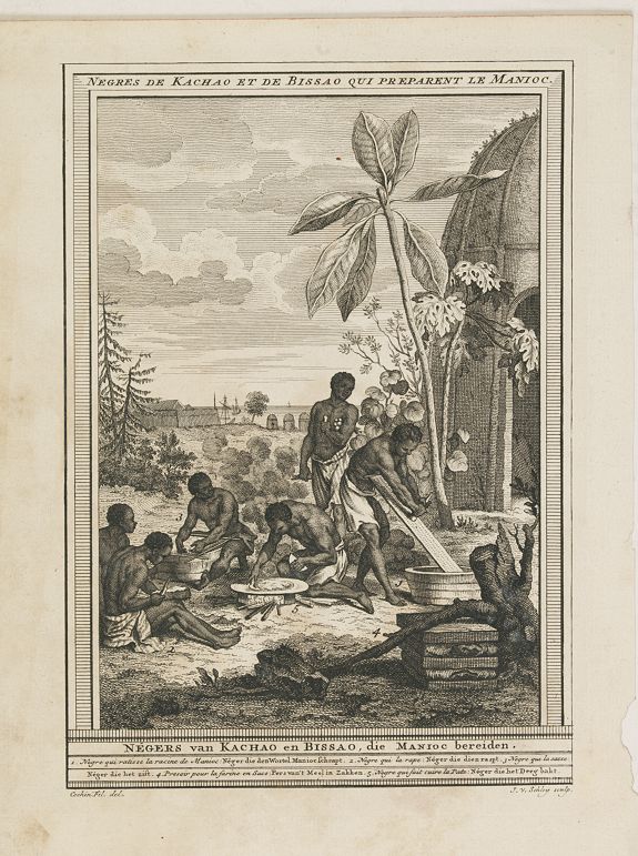 SCHLEY, J.V., Negres de Kachao et de Bissao qui preparent le Manioc. (Brissau), antique map, old maps