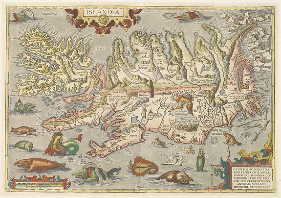 ORTELIUS, A.,  Islandia., antique map, old maps