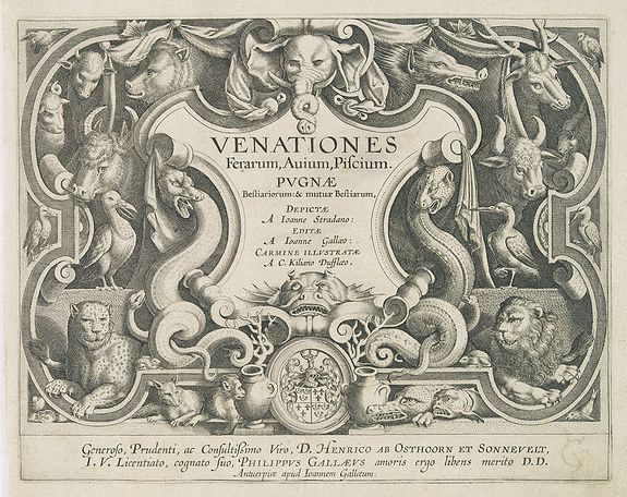GALLE, J., Venations Ferarum, Auium, Piscium. . ., antique map, old maps